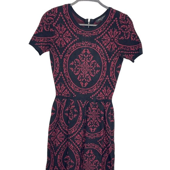 Romeo & Juliet Couture Sweater Dress Small Red Black Flare Mini - Picture 3 of 12